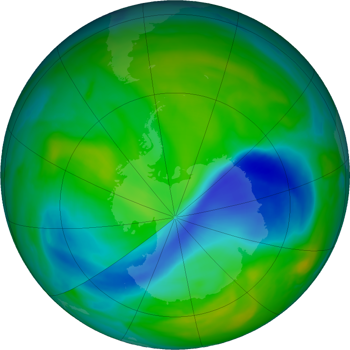 Antarctic ozone map for 05 December 2024